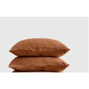 Quince Organic Airy Gauze King Pillow Sham Set Terracotta # 77